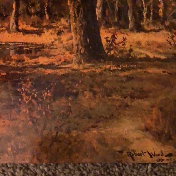 Vintage Robert Wood October Morn cork backed lithograph 17” x 11” - Picture 2 of 7